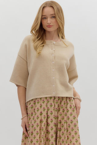 Ecru S/S button up sweater