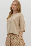 Ecru S/S button up sweater