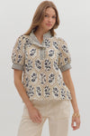 Cream and Navy Floral top