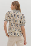 Cream and Navy Floral top