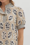 Cream and Navy Floral top