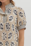 Cream and Navy Floral top