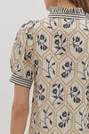 Cream and Navy Floral top
