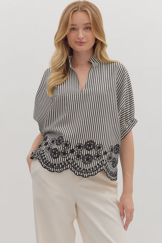 Black/White Stripe Dolman Sleeve top