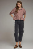 Red Bean Ruffled Top