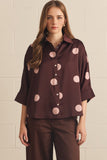 Burgundy polka dot blouse