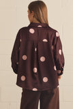 Burgundy polka dot blouse