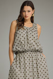 Polka dot sleeveless top in brown