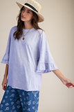 Periwinkle ruffled sleeve top