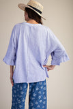 Periwinkle ruffled sleeve top