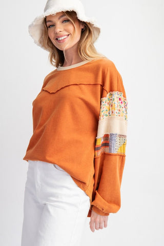 L/S Orange mineral wash top