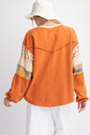 L/S Orange mineral wash top