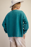 Teal Flower Patch Top