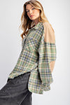 Plaid acid washed l/s shirt