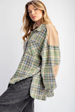 Plaid acid washed l/s shirt