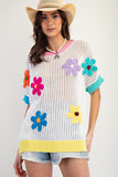 Flower patch knit sweater