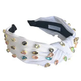 White gem traditional knot headband
