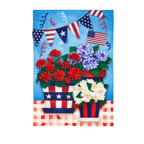 Patriotic Flower pot garden flag