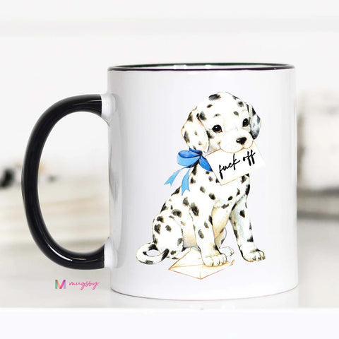 F Off vintage puppy coffee mug