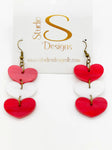 All heart earrings red
