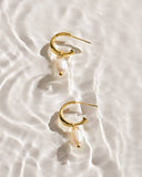 Pearl lustre hoop earrings