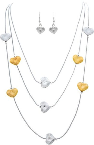 Hammered heart chain necklace