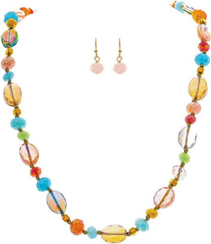 Multi Bead necklace and Earring