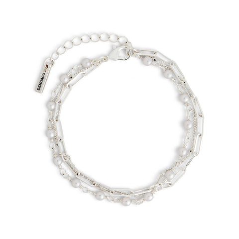 Pearls from within silver bracelet