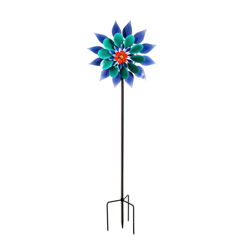 Purple and blue flower 75" wind spinner