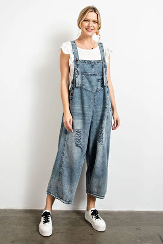 Washed denim overalls sm