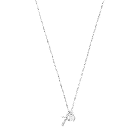 small cross/tiny lock necklace