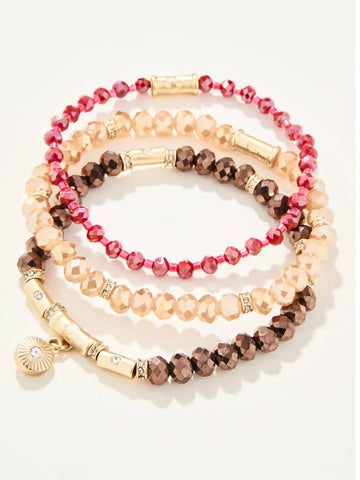 pink/brown sparkle stretch bracelet