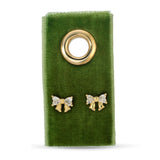 CZ Bow gold stud earrings