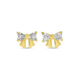 CZ Bow gold stud earrings