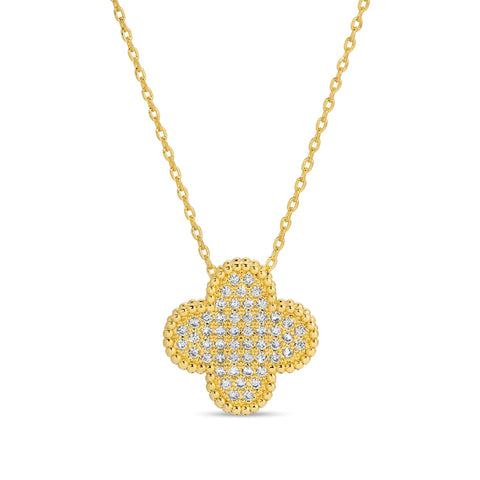 Pave quatrefoil necklace