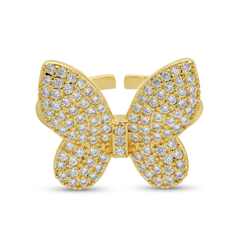 Butterfly pave ring