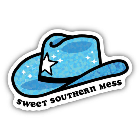Sweet Southern Mess Blue Cowgirl hat sticker