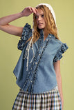 WASHED DENIM BUTTON DOWN SHIRT