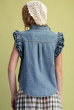 WASHED DENIM BUTTON DOWN SHIRT