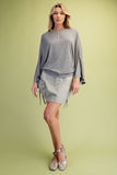Gray Dolman Sleeve Top