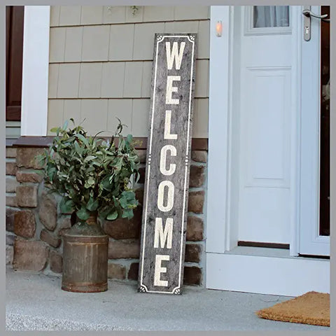 grey/white welcome board
