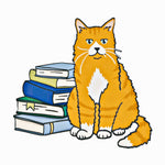 Cat w/Books Sticker
