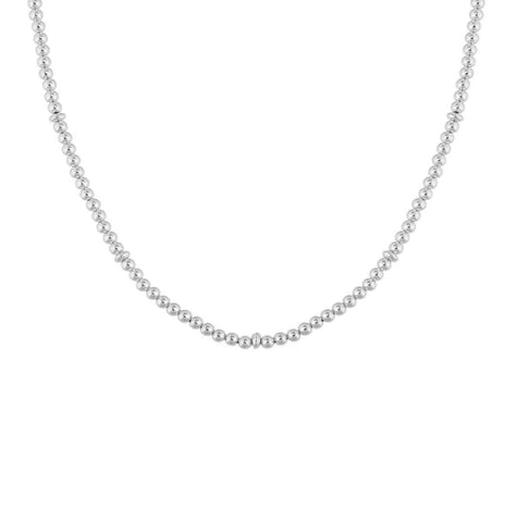 bead layering silver necklace