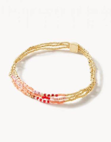 triple bitty bead pink bracelet